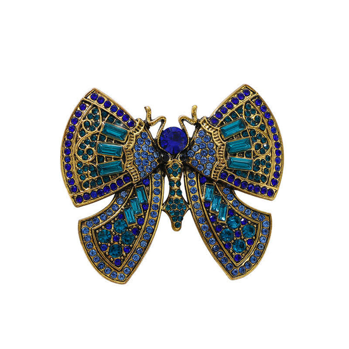 Spilla da donna con decorazione a farfalla e cristalli di strass - Blu - image 0