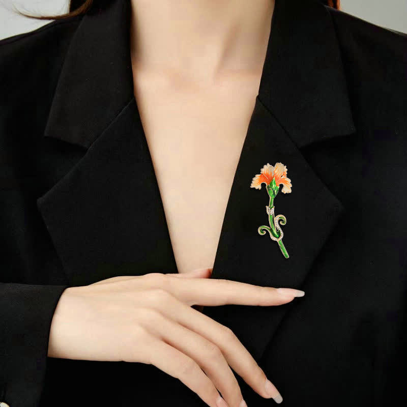 Spilla a forma di garofano smaltato da donna - image 1