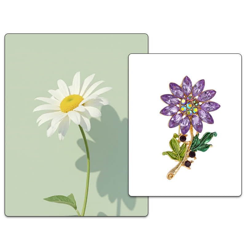 Spilla da donna con strass di cristallo e girasole viola - image 3