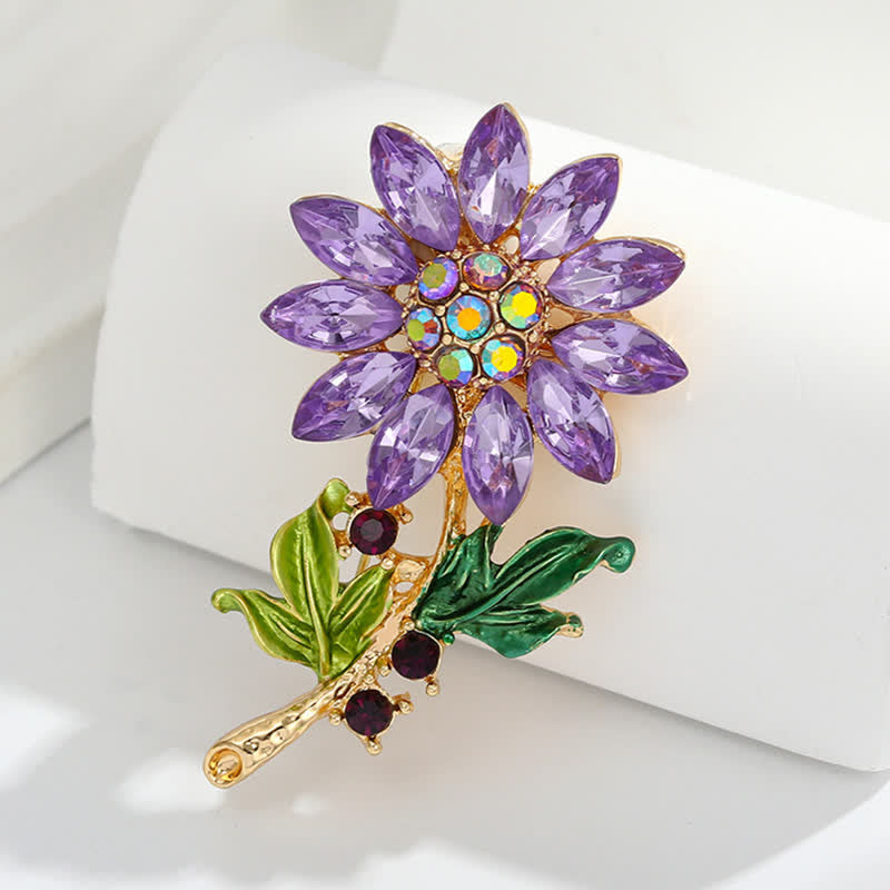 Spilla da donna con strass di cristallo e girasole viola - image 7