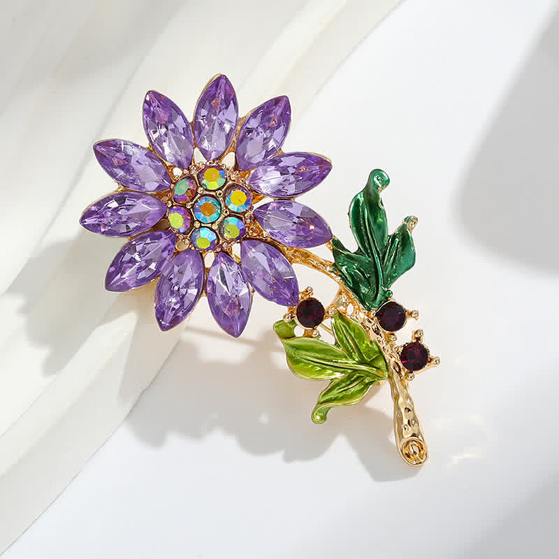 Spilla da donna con strass di cristallo e girasole viola - image 5