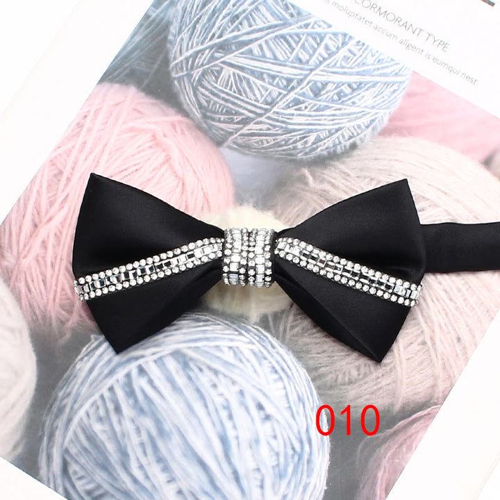 Papillon regolabile in raso di seta con diamanti glitterati - Stile n. 10 - image 12