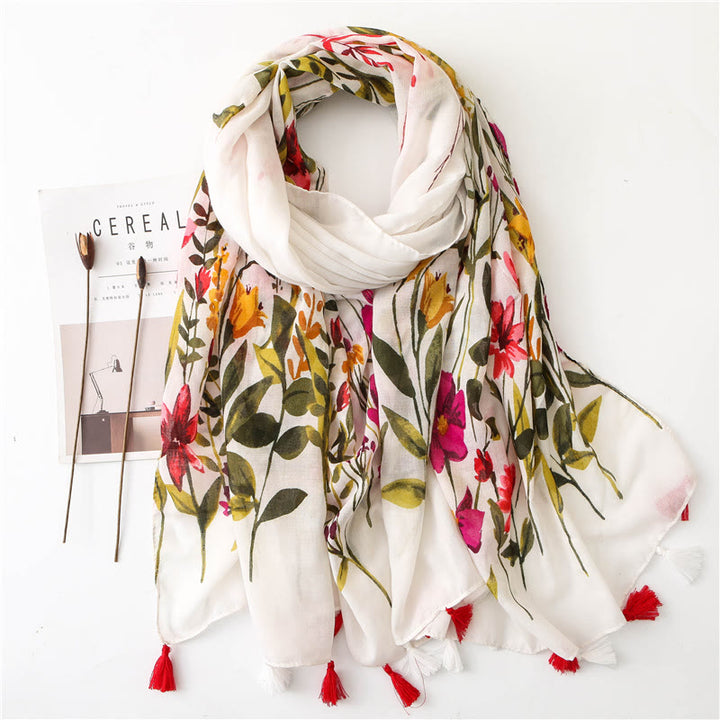 Sciarpa sottile leggera con stampa floreale da donna - Fiore di primavera - image 0