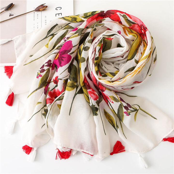 Sciarpa sottile leggera con stampa floreale da donna - image 1