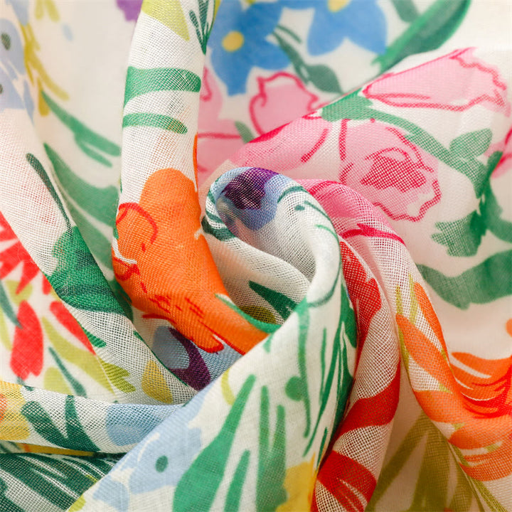 Sciarpa sottile leggera con stampa floreale colorata da donna - image 6