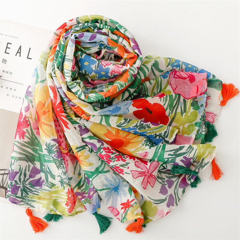 Sciarpa sottile leggera con stampa floreale colorata da donna - image 1