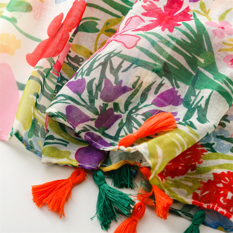 Sciarpa sottile leggera con stampa floreale colorata da donna - image 7
