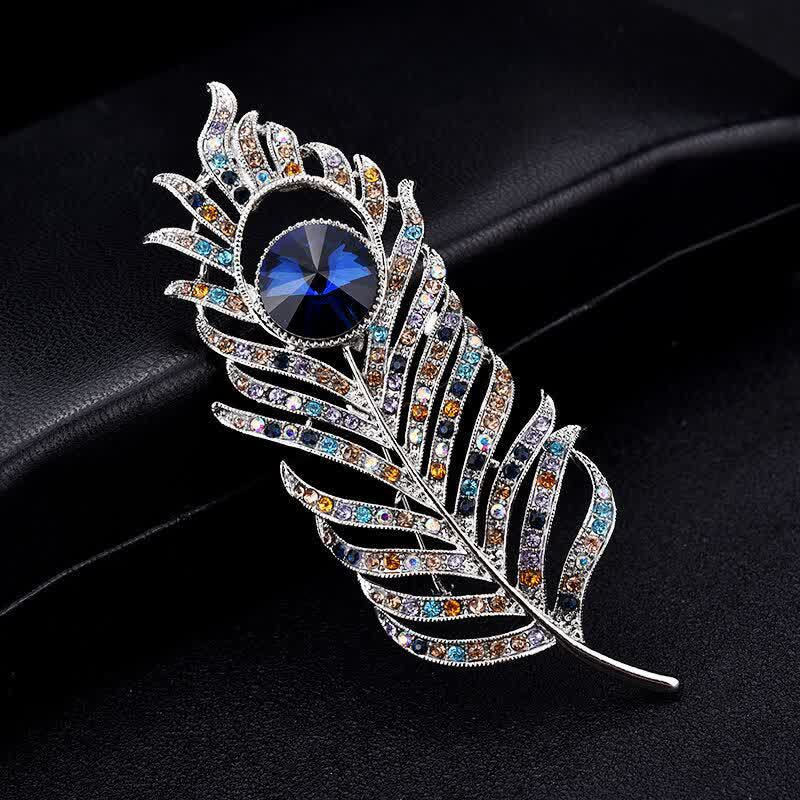 Spilla unisex a forma di piuma di fenice con strass colorati - image 1