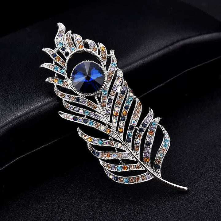 Spilla unisex a forma di piuma di fenice con strass colorati - image 1