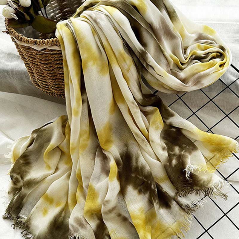 Sciarpa sottile e leggera con stampa artistica tie-dye da donna - image 1