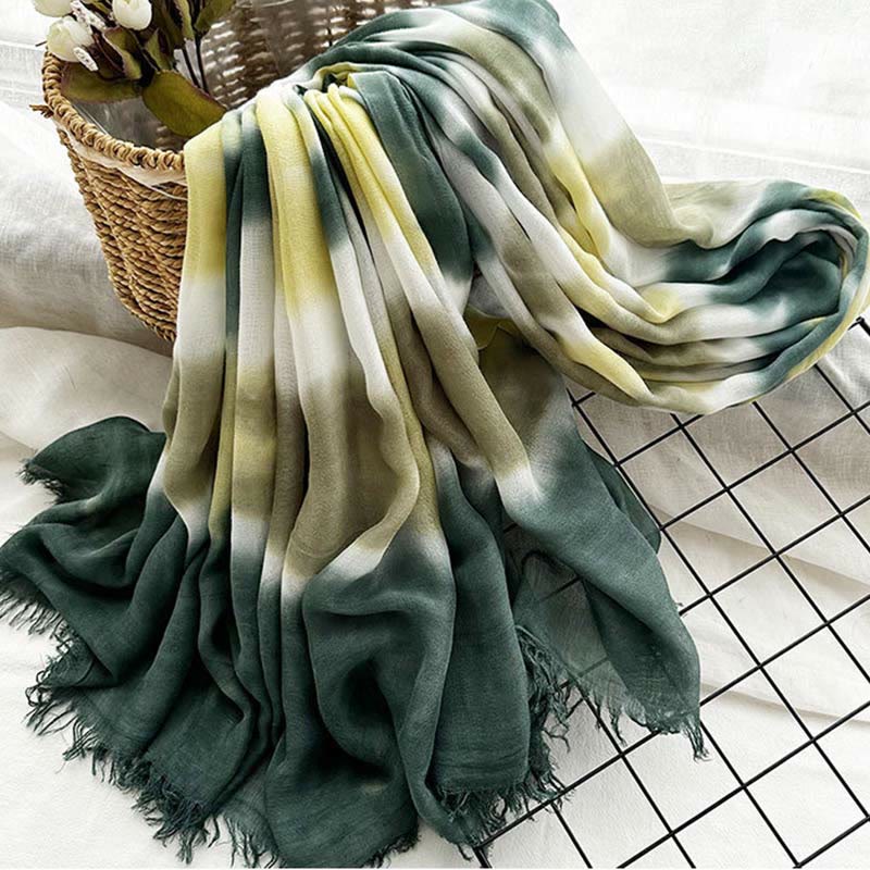 Sciarpa sottile e leggera con stampa artistica tie-dye da donna - image 14
