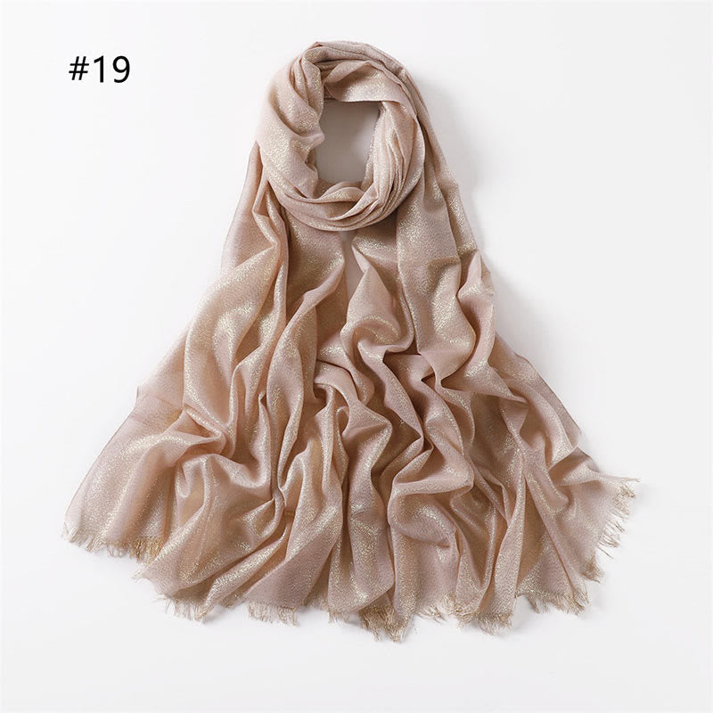 Sciarpa sottile leggera con glitter dorati da donna - Arancione Rosa - image 26