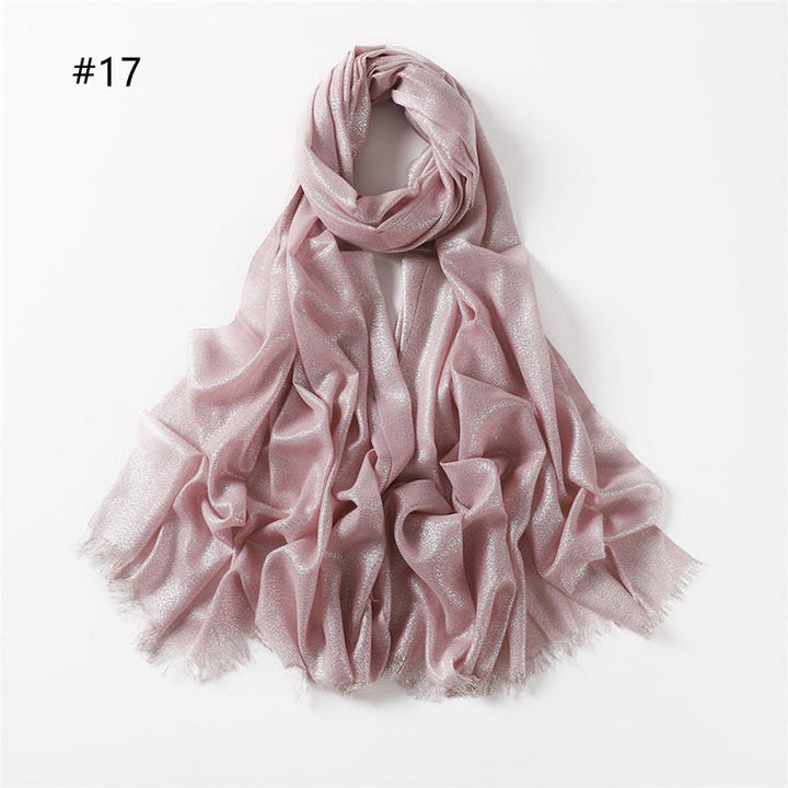 Sciarpa sottile leggera con glitter dorati da donna - Rosa - image 24