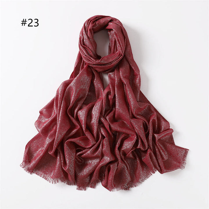 Sciarpa sottile leggera con glitter dorati da donna - Rosso scuro - image 30