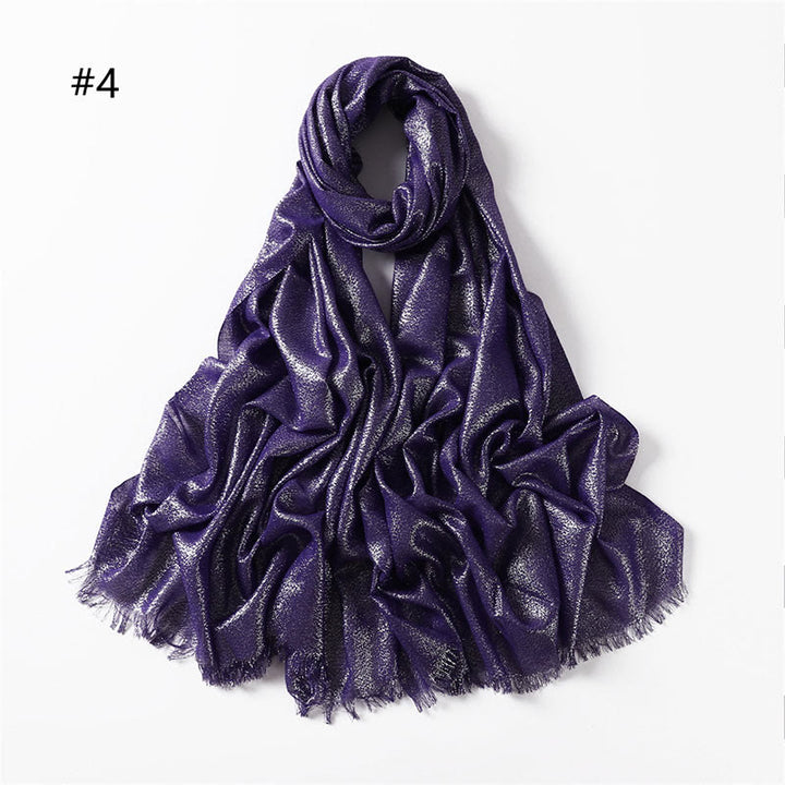 Sciarpa sottile leggera con glitter dorati da donna - Viola - image 11