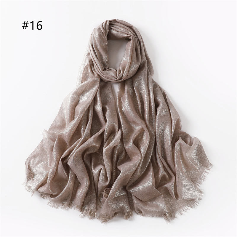 Sciarpa sottile leggera con glitter dorati da donna - Lit Khaki - image 23