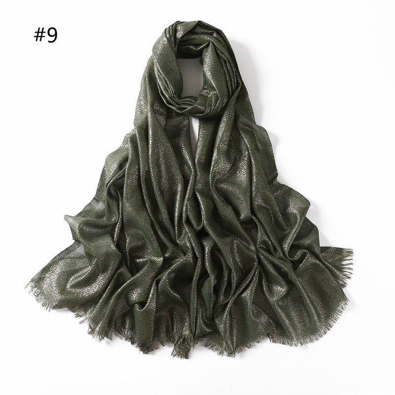 Sciarpa sottile leggera con glitter dorati da donna - Verde - image 16