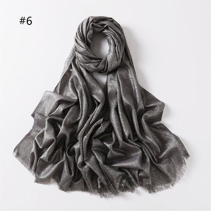 Sciarpa sottile leggera con glitter dorati da donna - Grigio - image 13