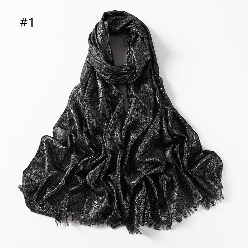 Sciarpa sottile leggera con glitter dorati da donna - Nero - image 0