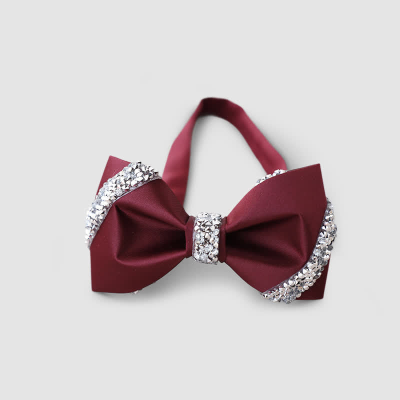 Papillon classico da uomo decorato con strass - Borgogna - image 11