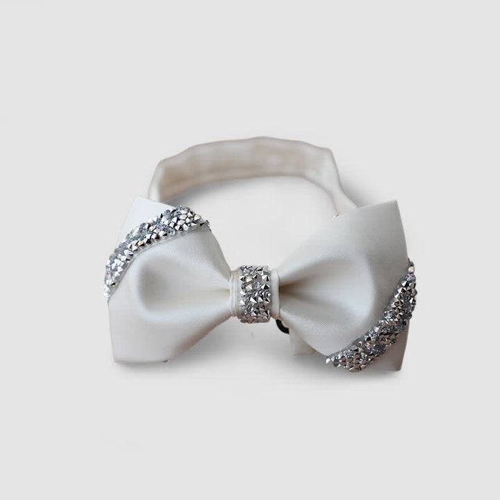Papillon classico da uomo decorato con strass - Bianco - image 3