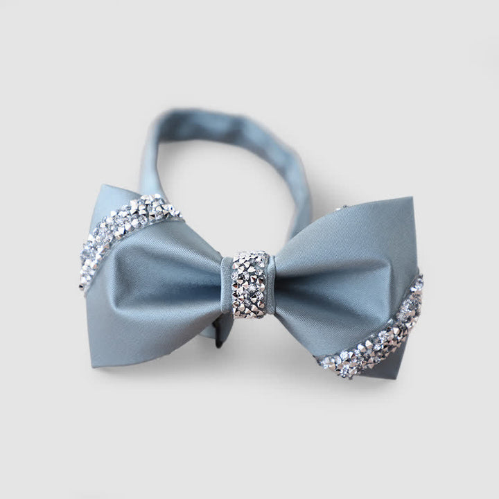 Papillon classico da uomo decorato con strass - Grigio chiaro - image 7