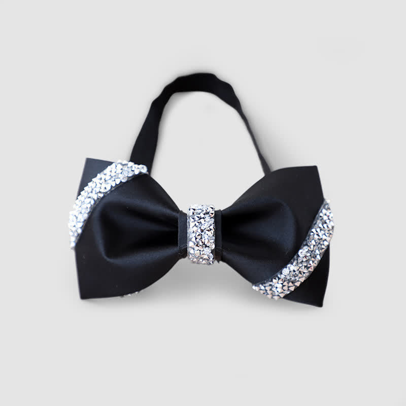 Papillon classico da uomo decorato con strass - Nero - image 5