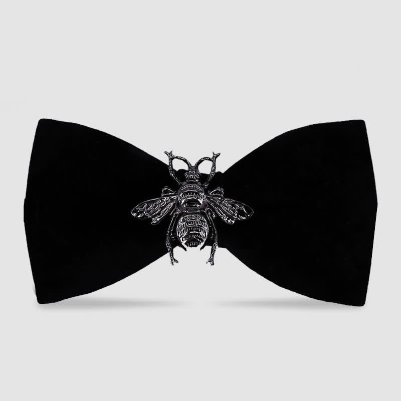 Papillon in velluto con motivo ape insetto da uomo - Tutto nero - image 2