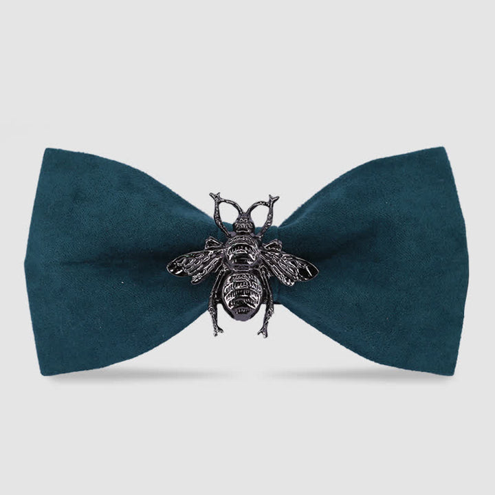 Papillon in velluto con motivo ape insetto da uomo - Verde e nero - image 0