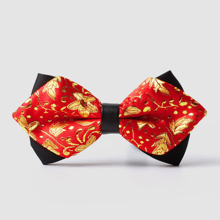 Papillon a punta Paisley color oro da uomo - Rosso - image 7
