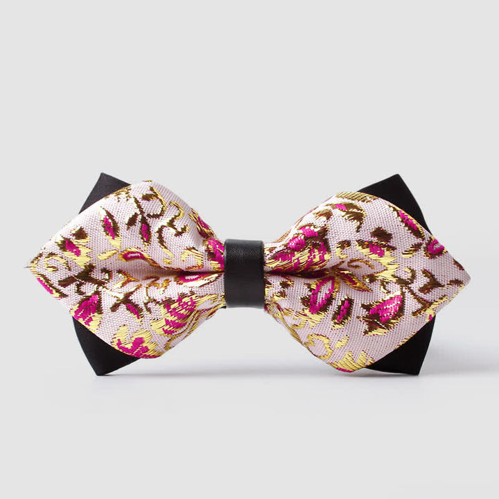 Papillon a punta Paisley color oro da uomo - Viola - image 4