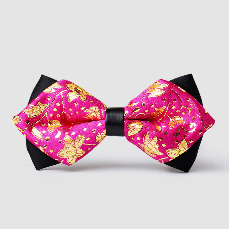 Papillon a punta Paisley color oro da uomo - Rosa scuro - image 8