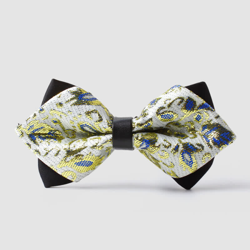 Papillon a punta Paisley color oro da uomo - Blu - image 5