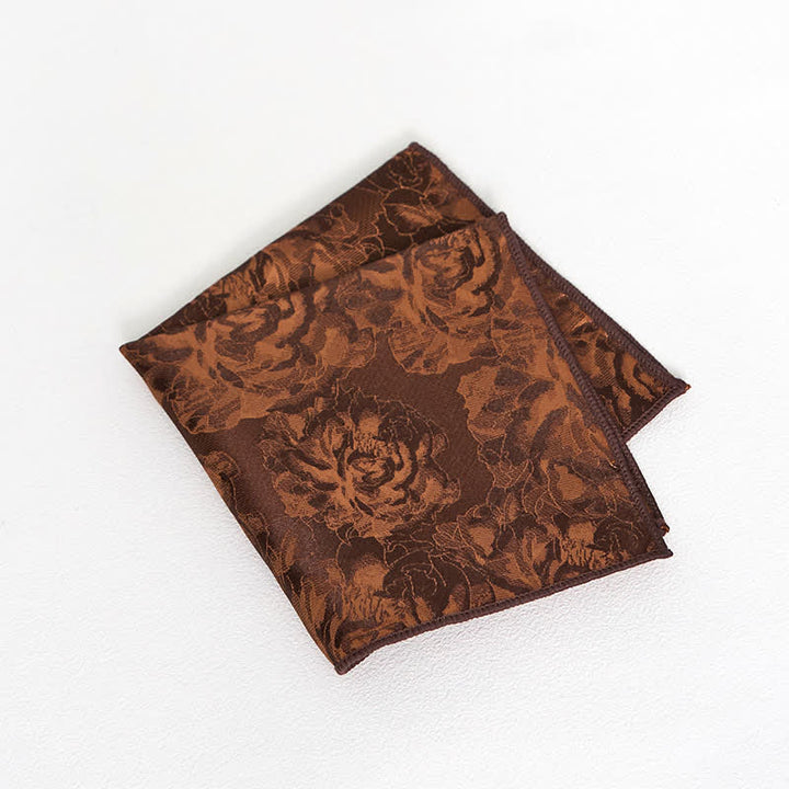 Cravatta classica da uomo con motivo Peonia del Perù e fazzoletto da taschino - Fazzoletto da taschino - image 3