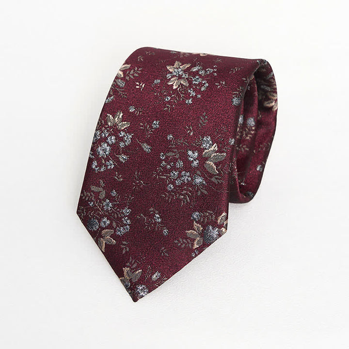 Cravatta floreale vintage rosso scuro e blu da uomo - image 2