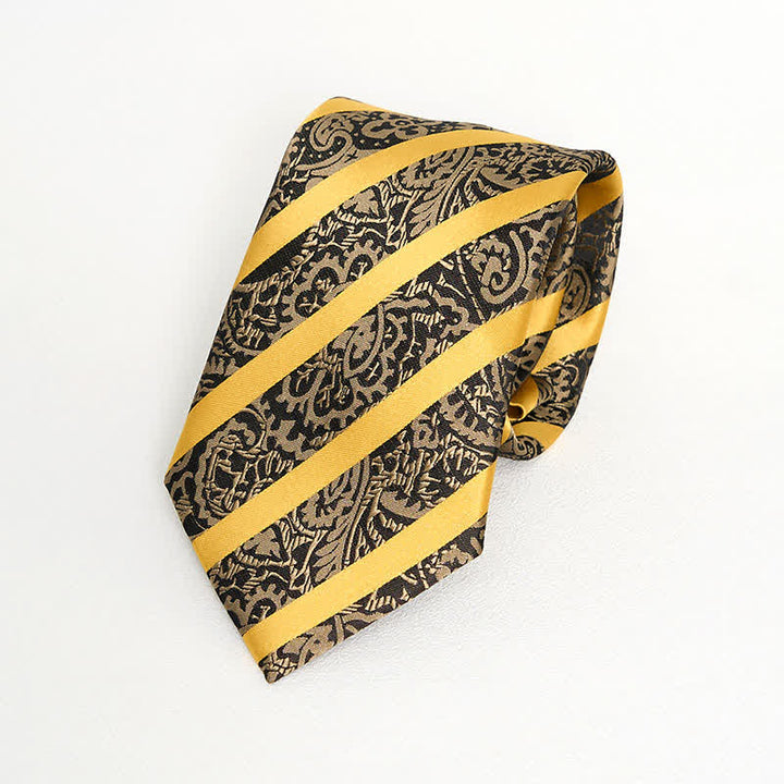 Set di 3 cravatte da uomo a righe gialle con motivo Paisley - image 4
