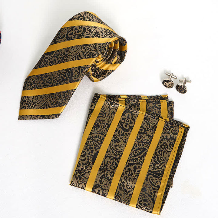 Set di 3 cravatte da uomo a righe gialle con motivo Paisley - image 6