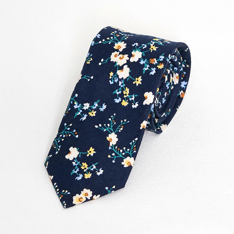 Cravatta floreale vintage da uomo - Blu e nero - image 12