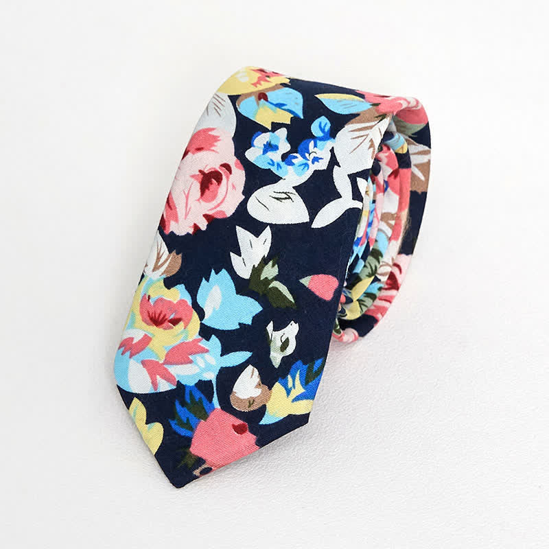 Cravatta floreale vintage da uomo - Rosa e nero - image 0