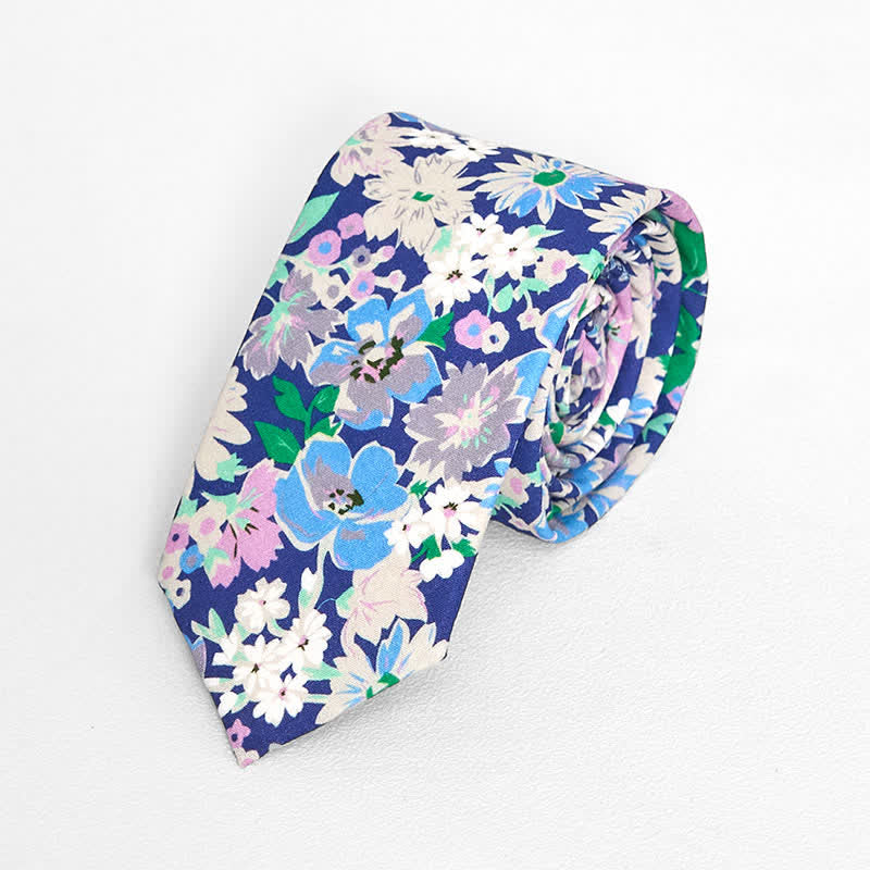 Cravatta floreale vintage da uomo - Bianco e viola - image 7