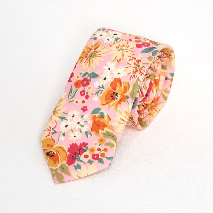 Cravatta floreale vintage da uomo - Avorio e rosa - image 8