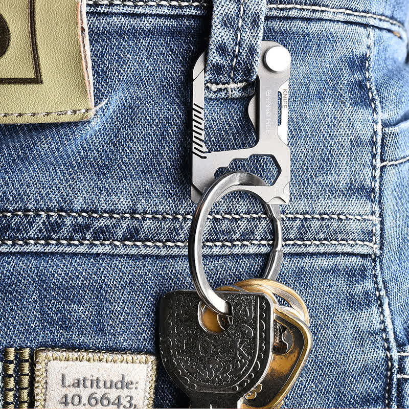 Portachiavi mini coltello pieghevole multifunzionale 6 in 1 - image 1