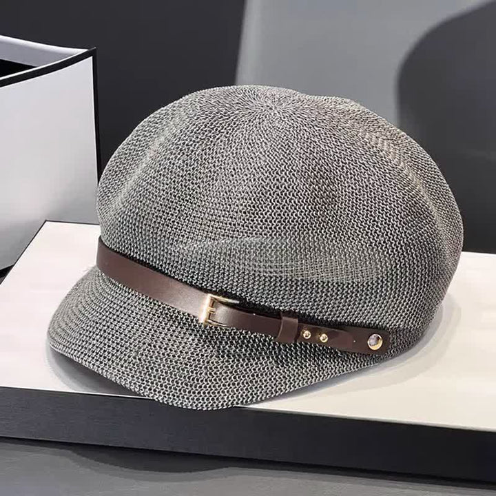 Cappello da spiaggia in paglia con decorazione in pelle intrecciata da donna - Grigio - Regolabile (21 1/4"-23 5/8") - image 16