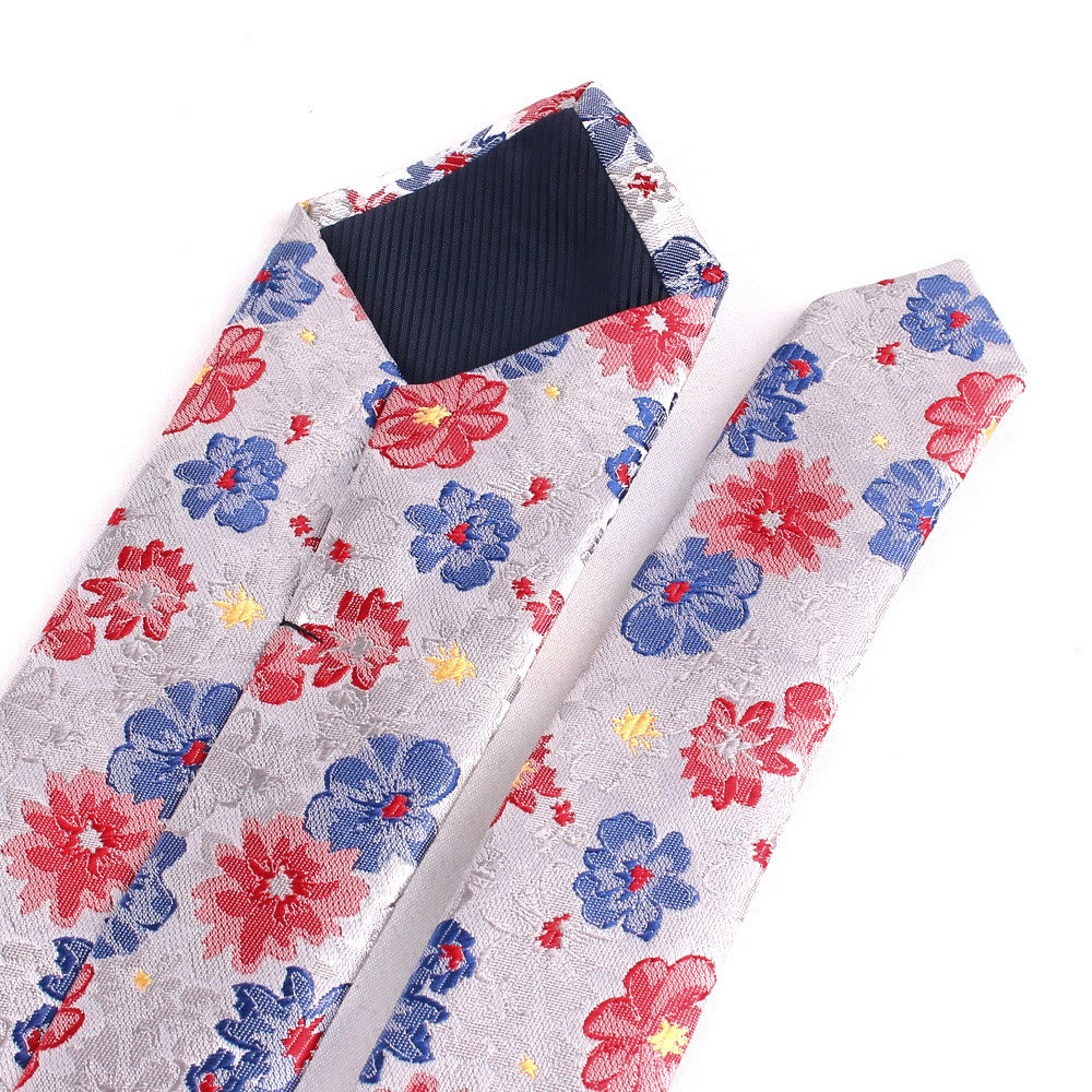 Cravatta da uomo in poliestere delicato con fiori colorati - image 4