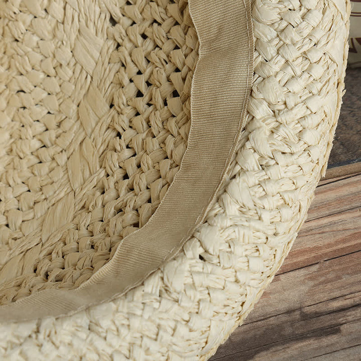 Cappello unisex Boho Beach lavorato a mano in paglia estivo Fedora - image 6