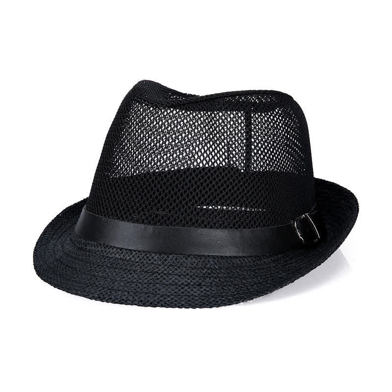 Cappello da uomo in paglia di Panama con motivo semplice e traforato - Nero - L (23 1/4"-23 5/8") - image 4