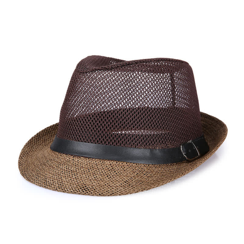 Cappello da uomo in paglia di Panama con motivo semplice e traforato - Caffè - L (23 1/4"-23 5/8") - image 8