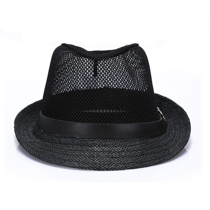 Cappello da uomo in paglia di Panama con motivo semplice e traforato - image 5