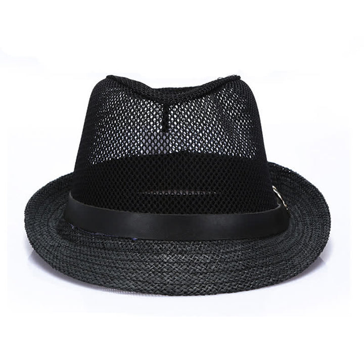 Cappello da uomo in paglia di Panama con motivo semplice e traforato - image 5