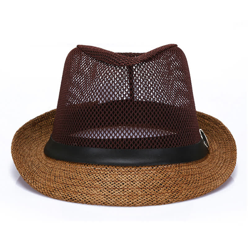Cappello da uomo in paglia di Panama con motivo semplice e traforato - image 9
